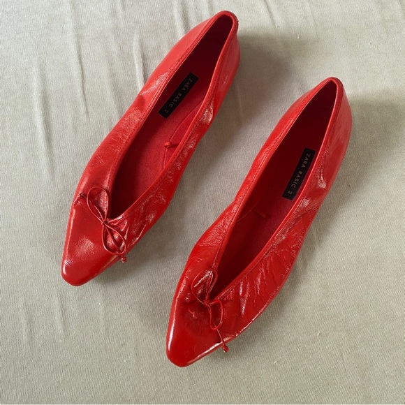 Zara Shoes - Zara Red Point Toe Flats Size 42/11